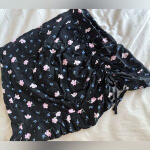 Ardene black floral miniskirt with side tie size XL